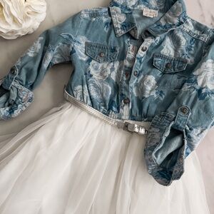 Denim and tulle floral dress size 6 NWOT